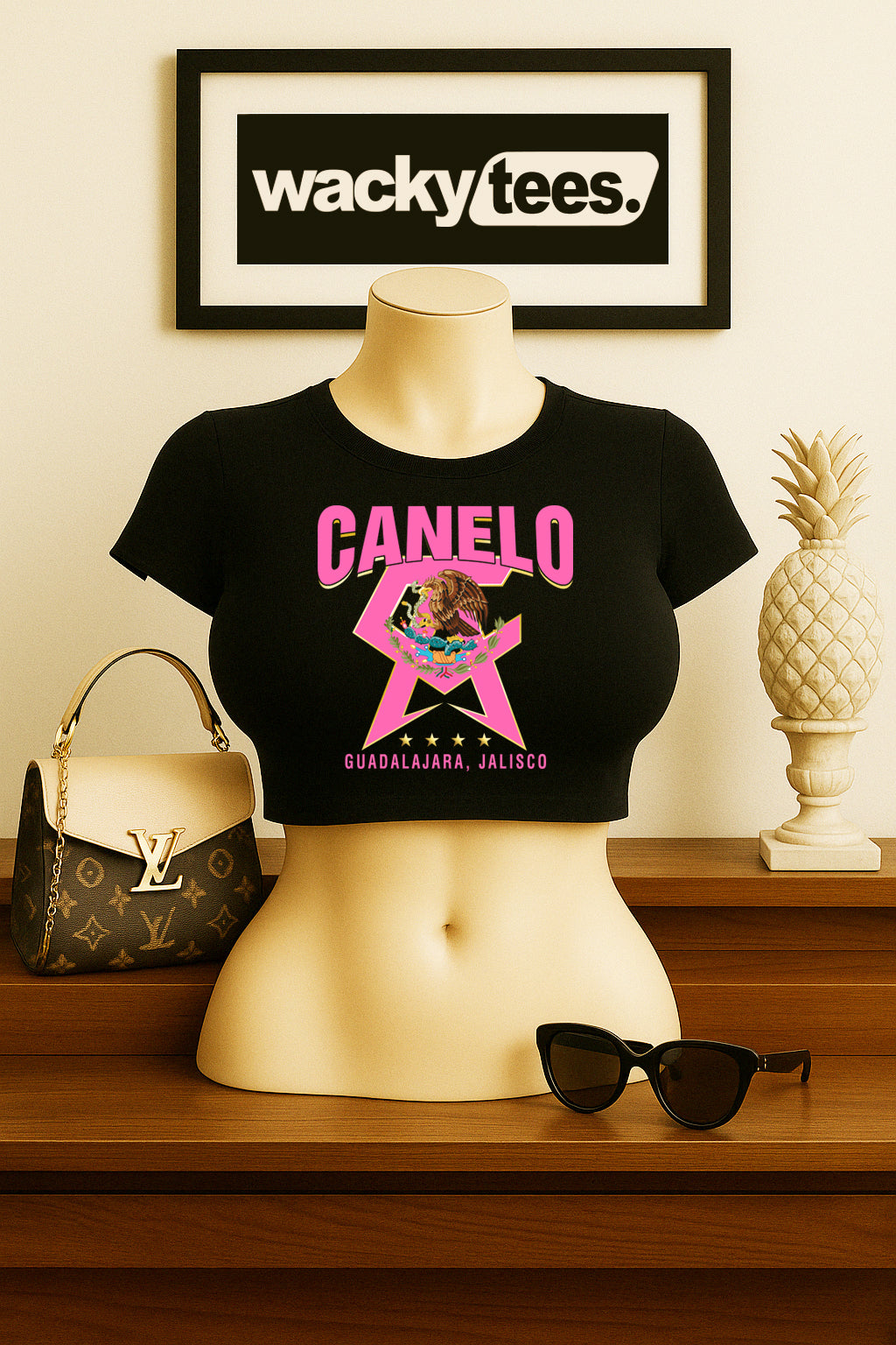 Canelo Alvarez CA Pink Mexico Mexican Flag Eagle Graphic Tee Shirt