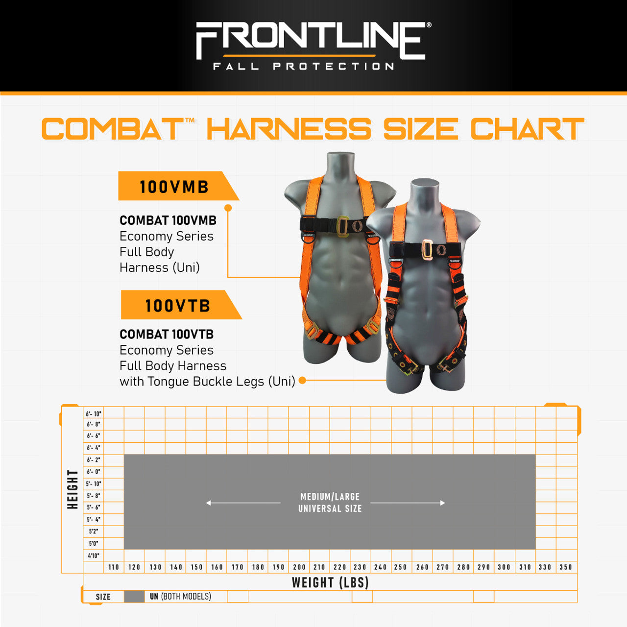 Frontline 100VMB Combat Economy Series Full Body Harness (Uni) Universal