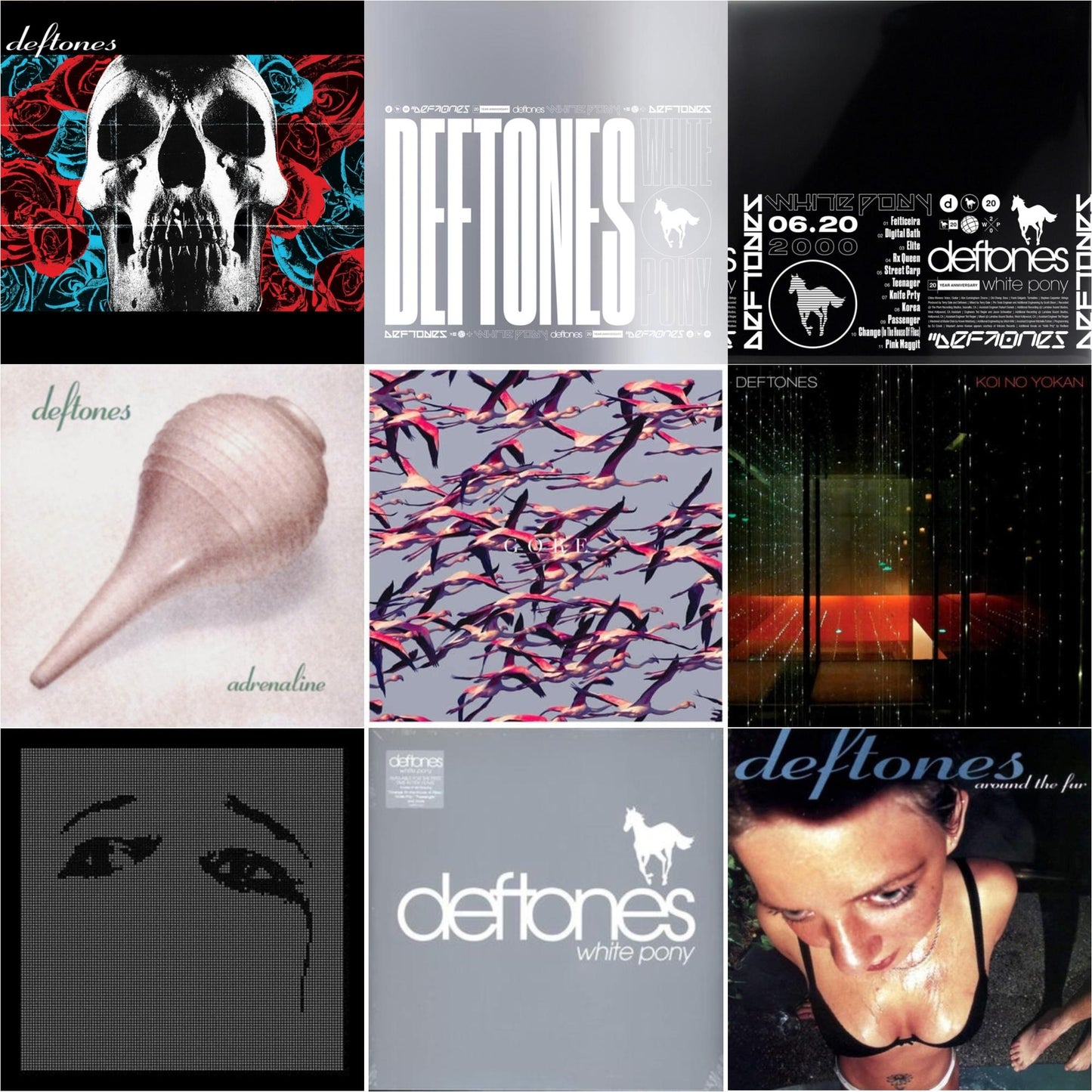 Deftones - Deftones (X) (20Th Anniversary/Ruby Red LP Vinyl) & White Pony (X) (20Th Anniversary Deluxe Edition/4LP) (I) & Ohms & White Pony (X) (20Th Anniversary Deluxe Edition/Super Deluxe) & Gore (White LP Vinyl) & Koi No Yokan & Around The Fur