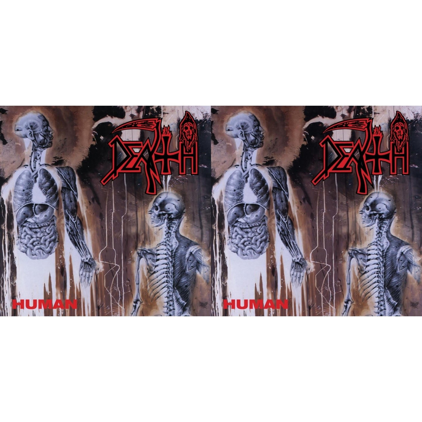 Death - Human (Bone White, Blue Jay & Gold Tri Color Merge With Splatter LP Vinyl) & Human (Remastered Reissue)