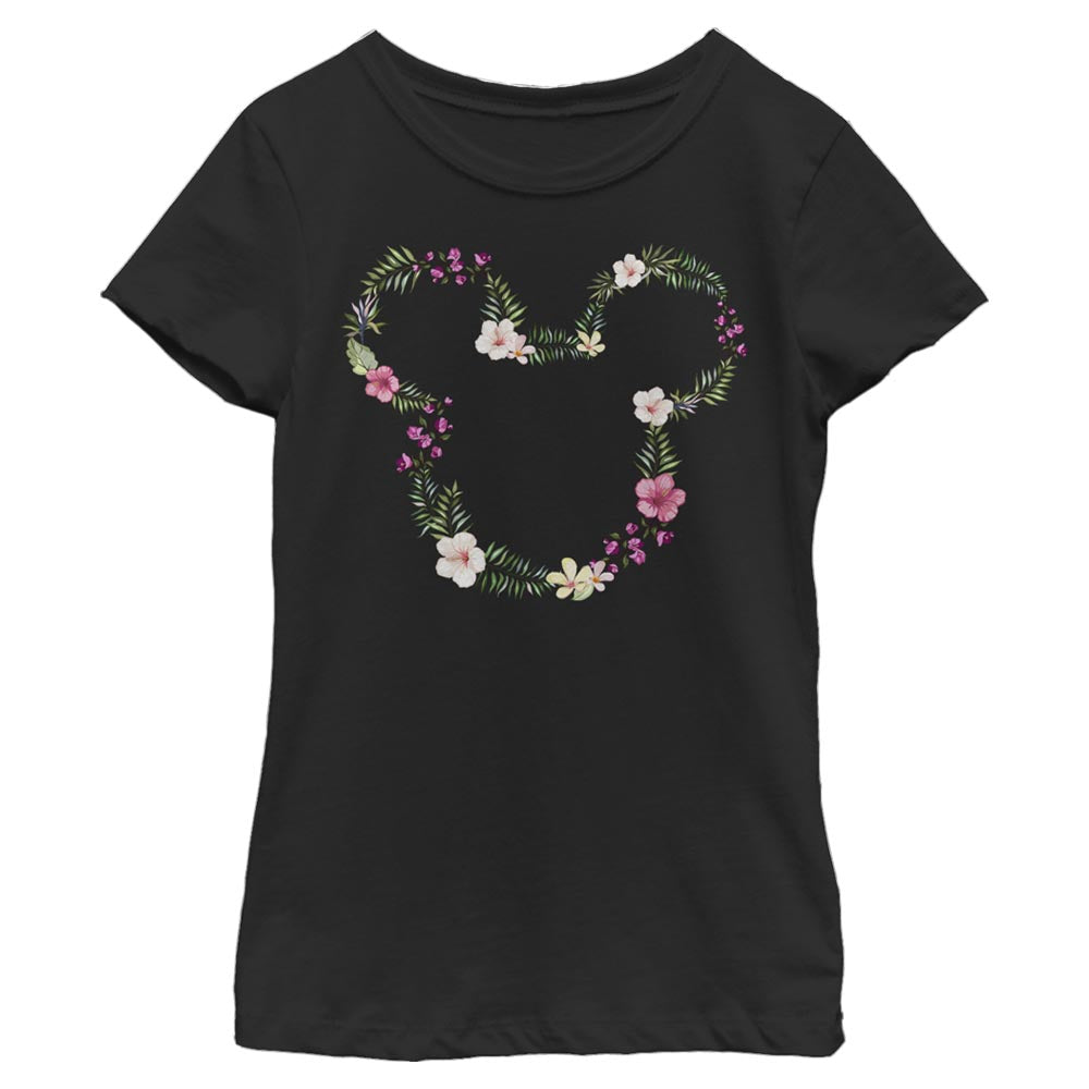 Disney Floral Mickey Girls Kids T Shirt