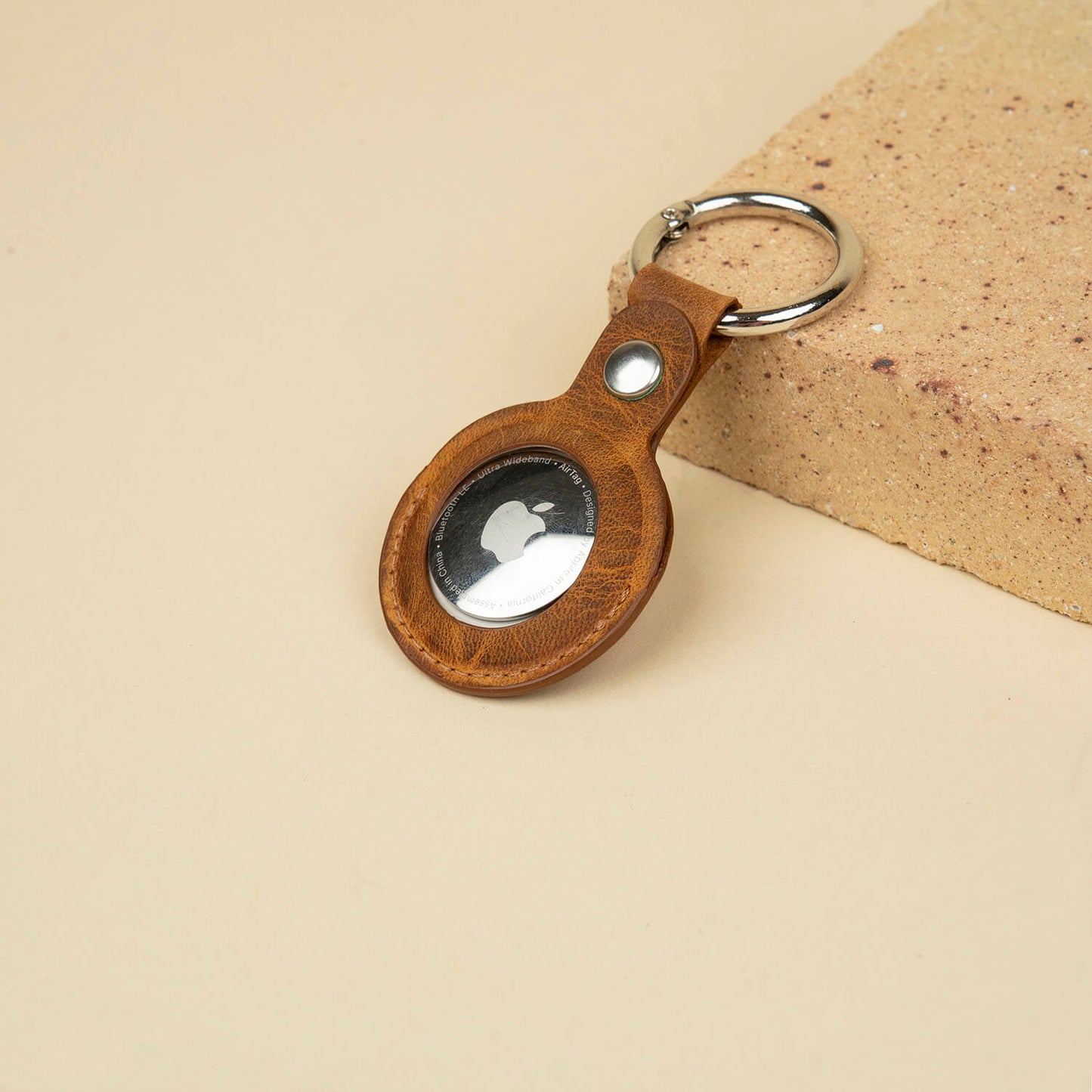 Premium Leather AirTag Holder - Brown - Orlando