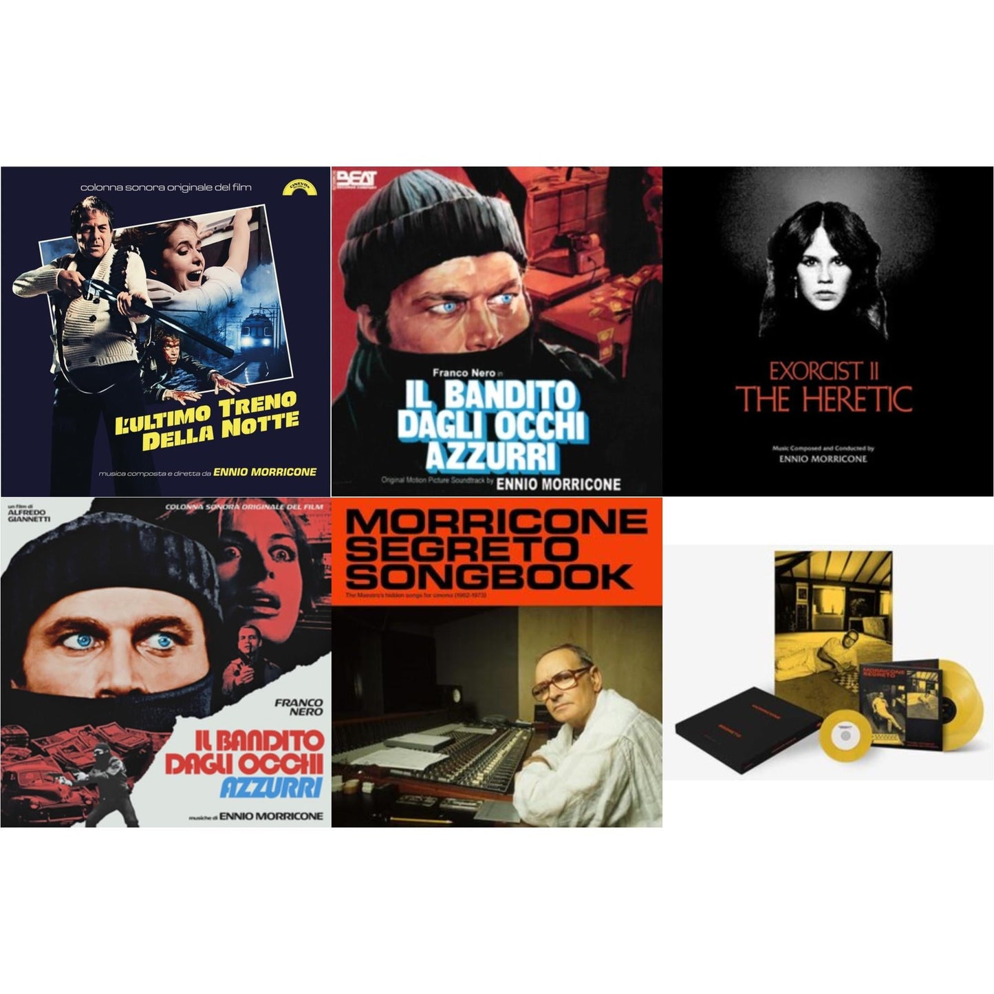 Ennio Morricone - Morricone Segreto (Yellow Vinyl/2LP/7Inch Single Collector's Edition) & Blue-Eyed Bandit (Il Bandito Dagli Occhi Azzurri) Ost & L’Ultimo Treno Della Notte (Yellow LP Vinyl) & Blue-Eyed Bandit (Il Bandito Dagli Occhi Azzurri) Ost