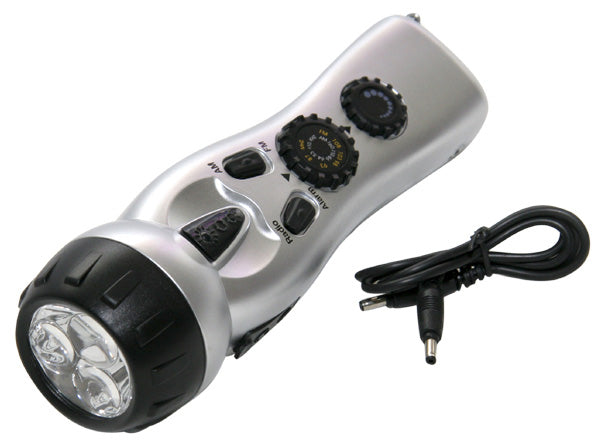 4-in-1 Dynamo Flashlight | Hand Crank Radio, Siren & Phone Charger