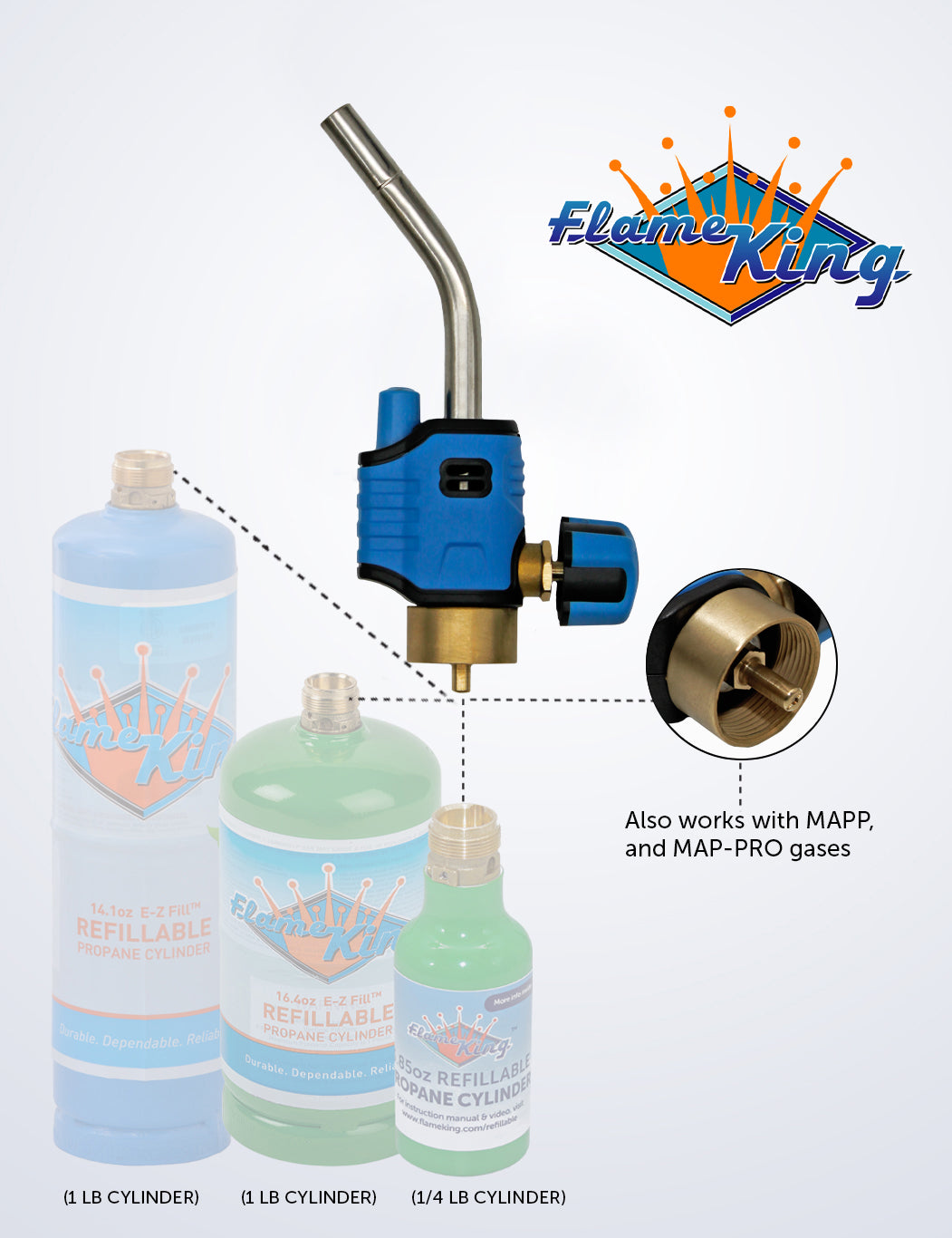 Flame King Trigger Start Lighter Welding Propane Gas Blow Torch Head