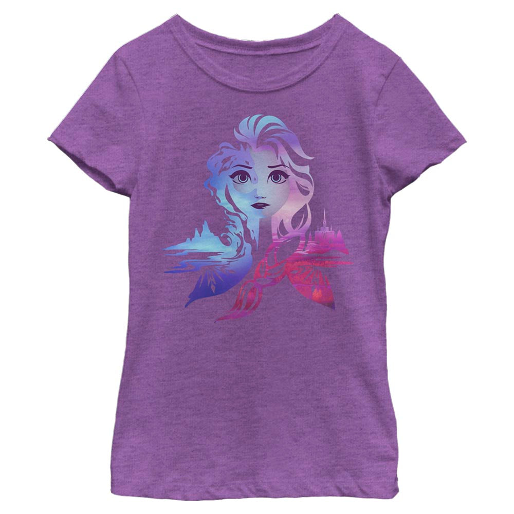 Disney Elsa Two Tone Gradient Portrait Girls Kids T Shirt