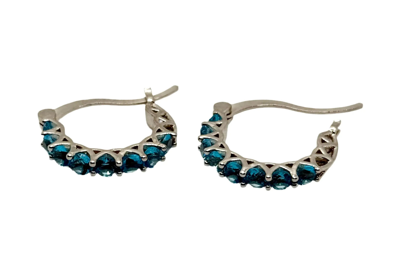 Fashion Hoop Earrings with Blue Topaz – Elegant Zirconia Accessories