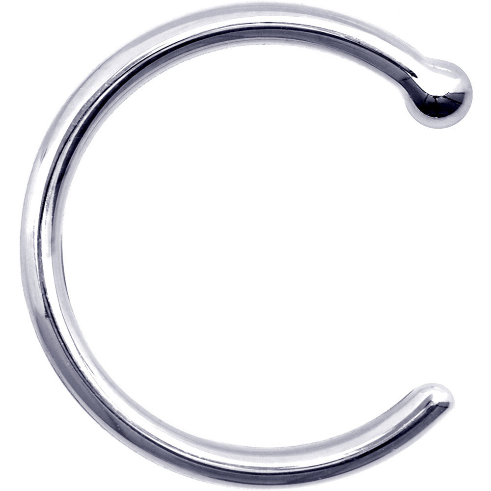 18G 3/8 Solid 18K White Gold Nose Hoop