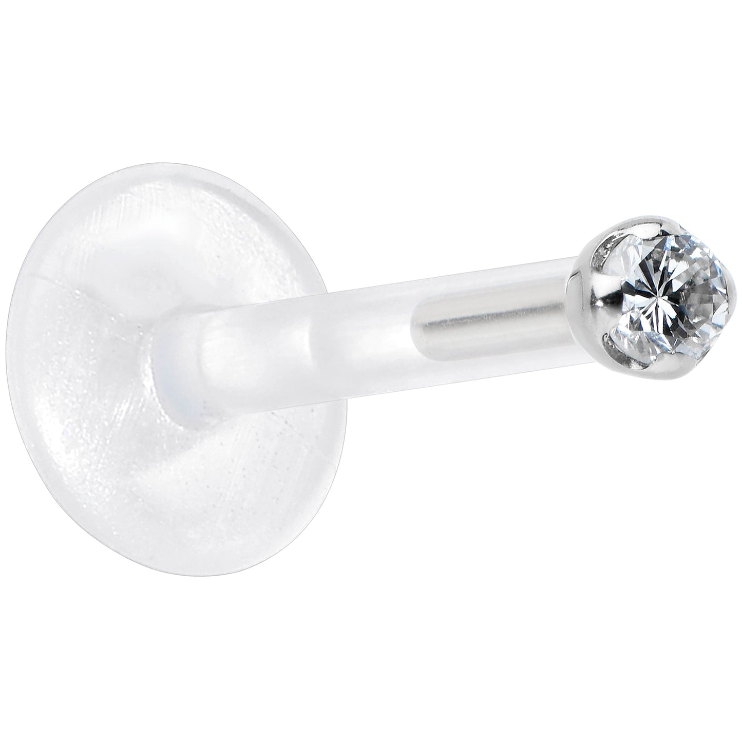 16G Bioplast 14K White Gold 1.5mm Genuine Diamond Micro Labret