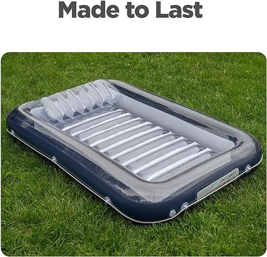 XL Floating Pool Bed, Inflatable Water Lounger Raft Float for Swimming/Tanning 70"x49" Navy Blue