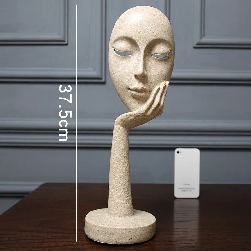 3D Face Mask Abstract Sculpture, Home Decoration Statue, Table Decorations Accessories, Art Figurine, Living Room Decor