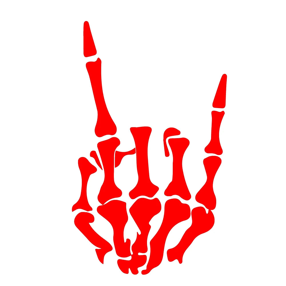 RoadRage Rockhand Vinyl Decal – Skeleton Horns-Up Car Sticker