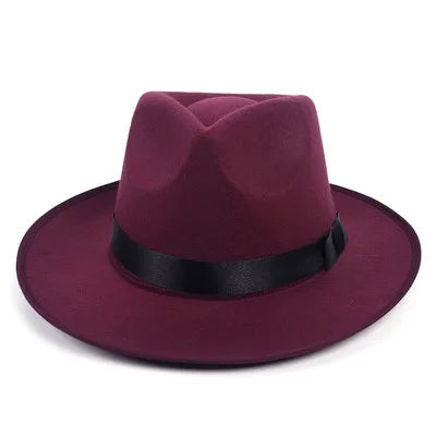 Top hat male black big brim British fedora hat Panama hat bow ribbon hat performance hat autumn and winter retro jazz hat - Premium from Lizard Vigilante - Just $9.99! Shop now at Lizard Vigilante