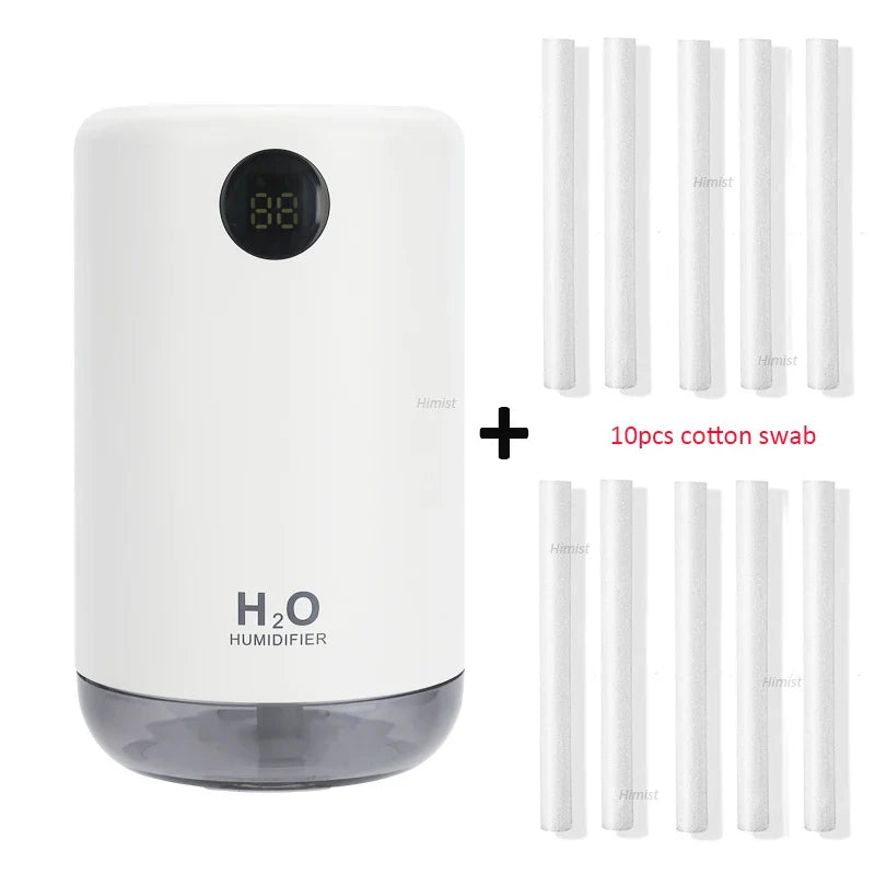 Home Table Wireless Ultrasonic Air Humidifier, Portable Mini Aroma Water Mist Diffuser, Battery Life Show, 500ml, 2000mAh