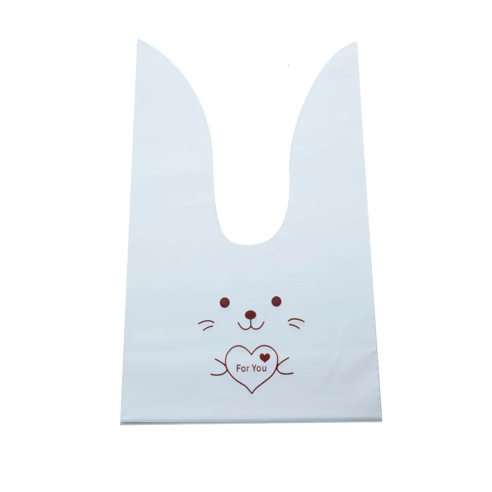 Hot Sale 20 / Batch Cute Rabbit Carrot Ear Biscuit Bag Candy Biscuit Gift Bag Snack Baking Packaging Supplies Easter Decoration