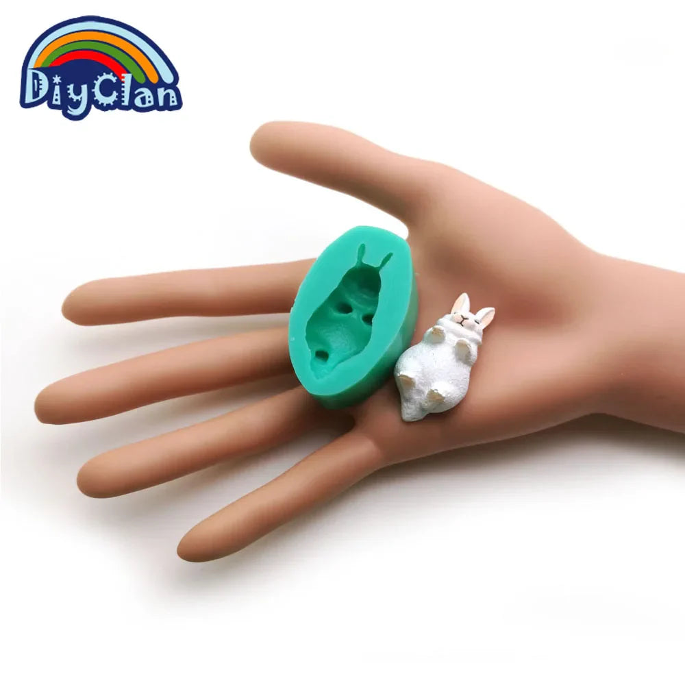 Mini White Rabbit Silicone Fondant Cake Decorating Molds Easter Bunny Chocolate Mould Baking Tools Animal Epoxy Resin Kitchen