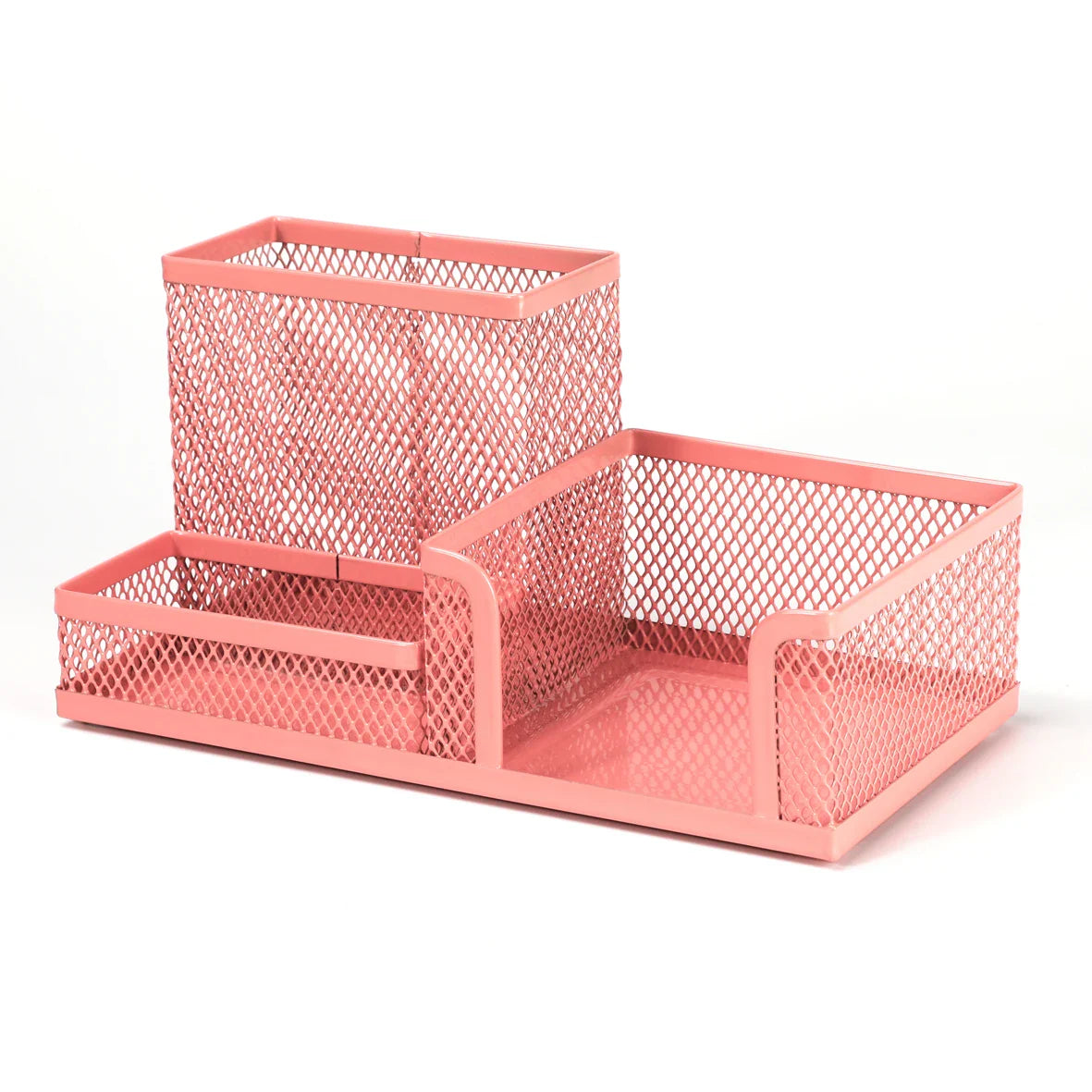 Mesh Desk Organizer Metal Office Storage Box with Compartment Stationery Holder Office Supplies