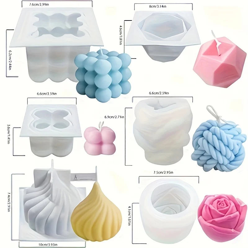 6-piece Candle Making Silicone Mold Set, Diy Accessories, Resin Art Scented Candle Mold, Home Decoration