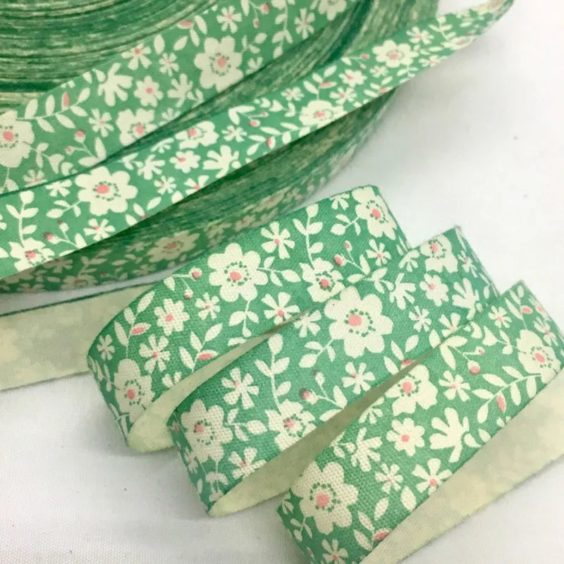 5Y 1.5cm/2.5cm Flowers Printed Cotton Floral Ribbon For Handmade DIY Craft Scrapbook Gift Packing Easter Wedding Christmas Deco