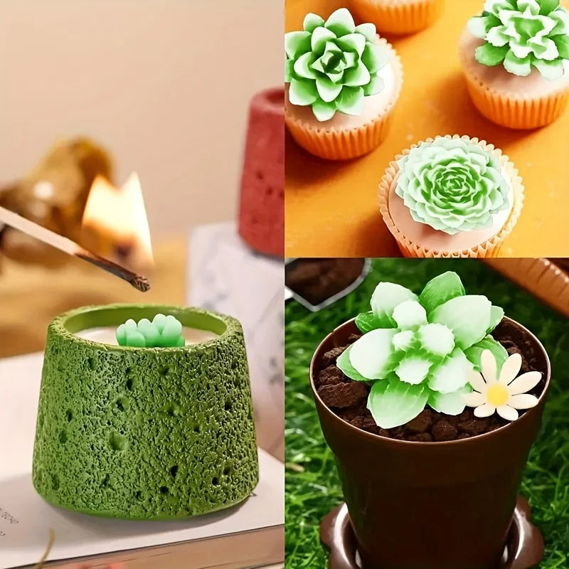 Succulent Plant Candle Mold 3D Succulent Silicone Mold Is Used for Scented Candle Resin Casting, Dessert Cake Decoration