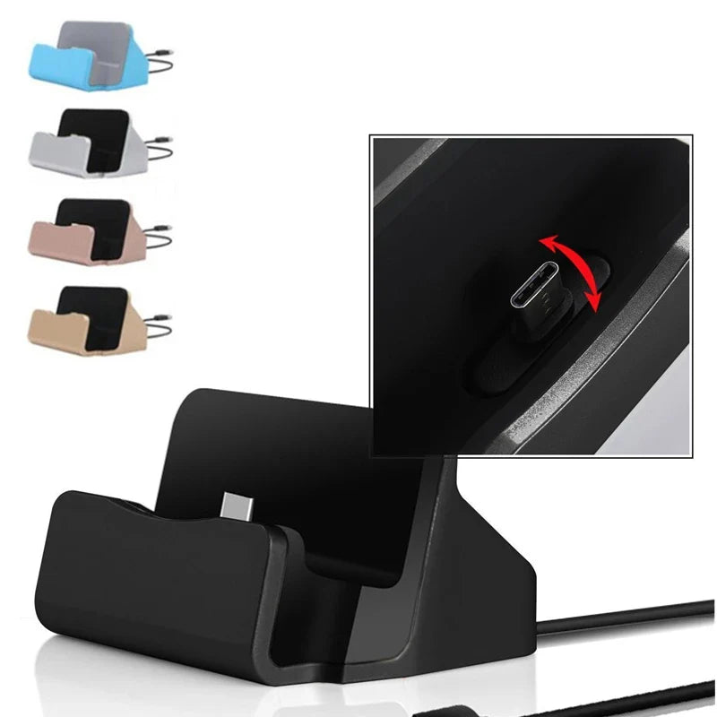 Docking Station Charger For iPhone 11 11Pro Android Type C Desktop Charging Port Sync Cradle Dock Stand Holder Micro USB-C Phone