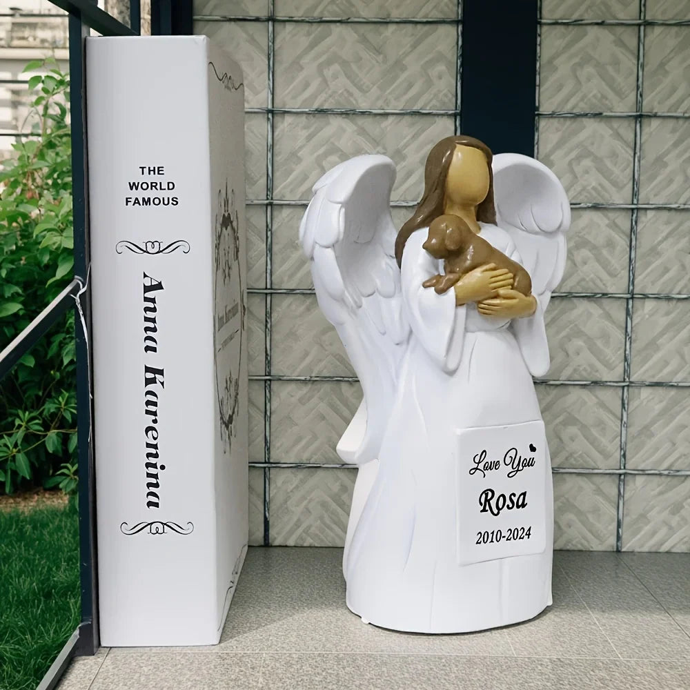 Resin Statue Decorations, Figurines, Resin Molds, Garden and Courtyard Art Sculpture Decorations for Angels Holding Dogs