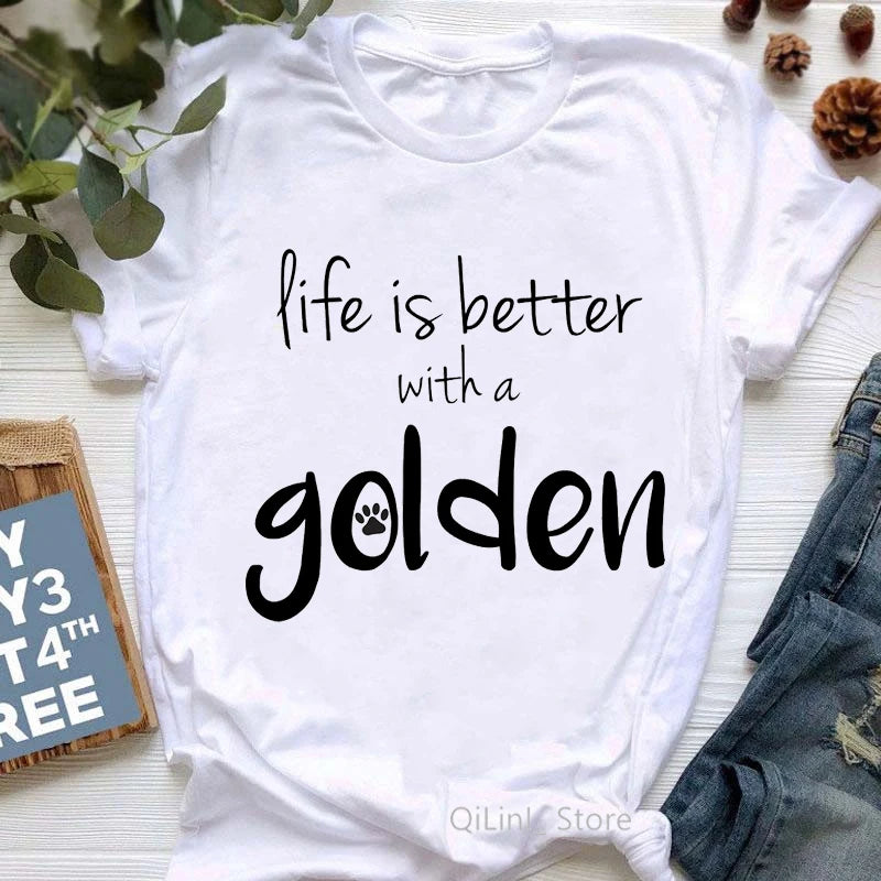 Golden Retriever Queen Dog Mom Summer Graphic Tee