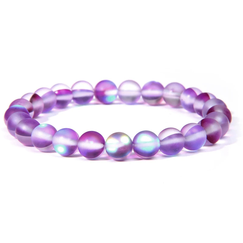 Moonstone Bracelet Multicolor Mermaid Glass Shining Stone Beaded Elastic Bracelets For Women Men Couple Handmade Wristband Gifts - Premium from Lizard Vigilante - Just $8.99! Shop now at Lizard Vigilante