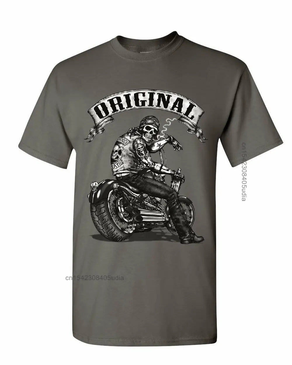 Original Biker Skull Ride Or Die Route 66 Motorcycle T Shirt Men’s Summer Cotton Streetwear
