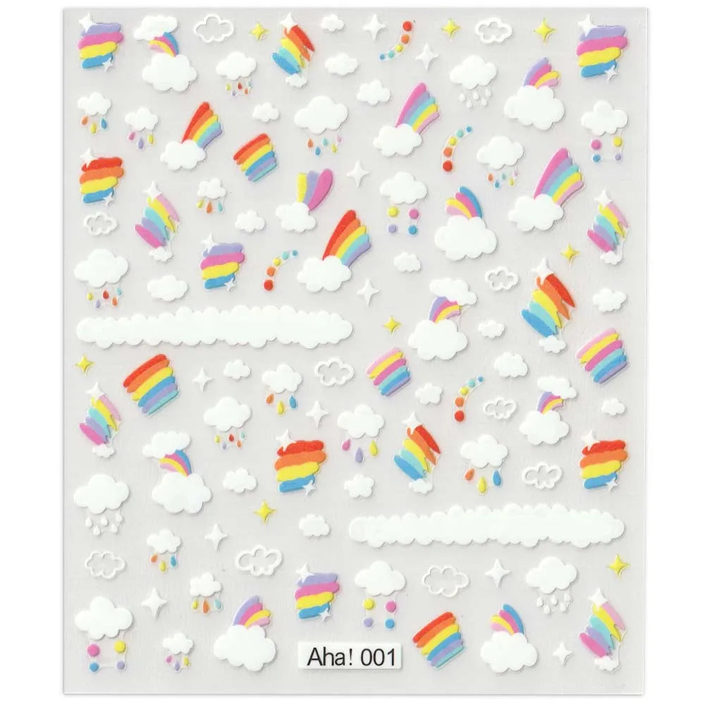 42Model Sticker Nail Decal 3D Adhesive Patch,Smile/Animal/Flower Nail Art Decorations Manicure Sticker Easter Day Design Decal-