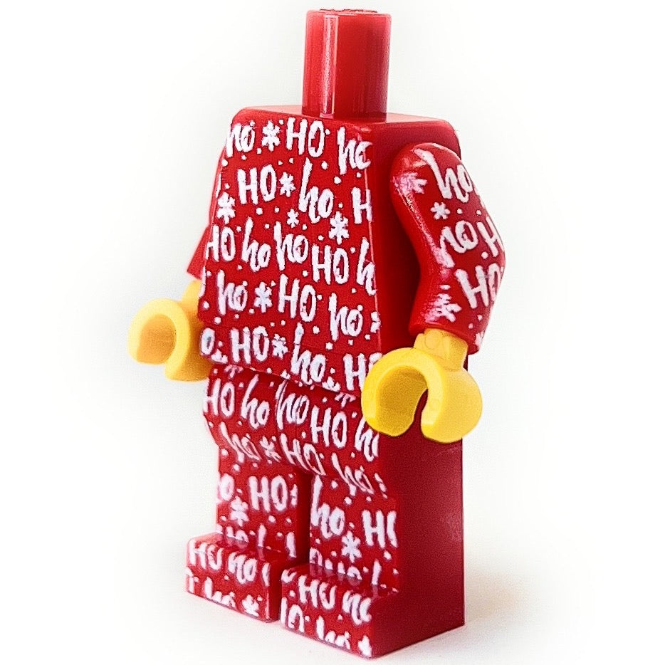 Santa HO HO Ho Christmas PJs Minifig Body made using LEGO parts - B3 Customs