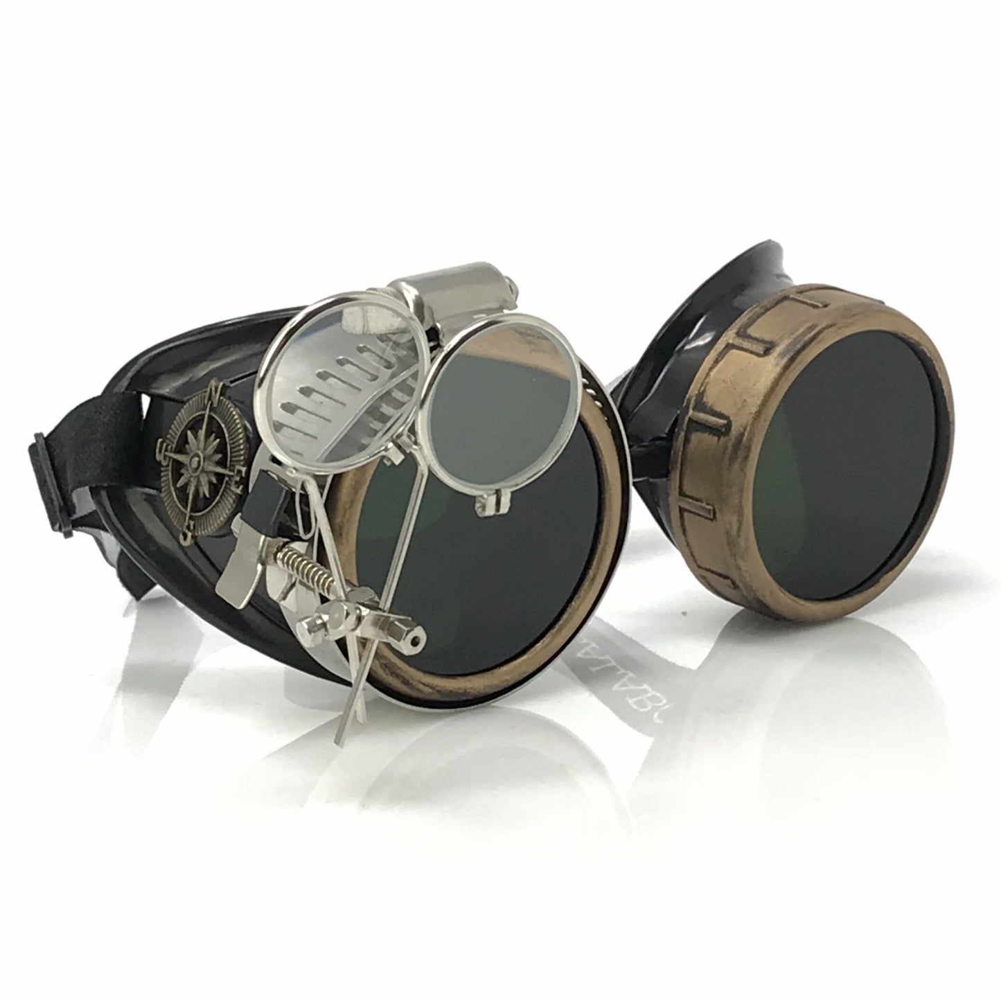 Steampunk Goggles with magnifying loupes black lenses