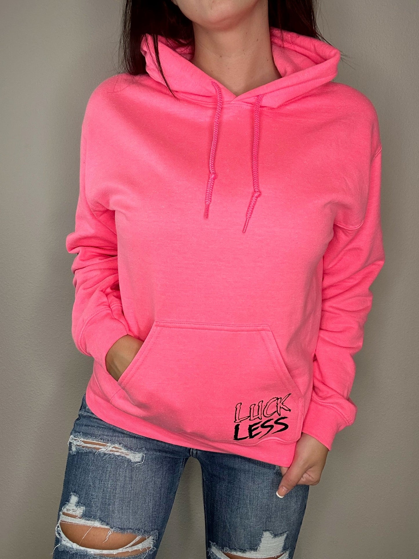 Look Pretty Play Dirty Neon Pink Hoodie