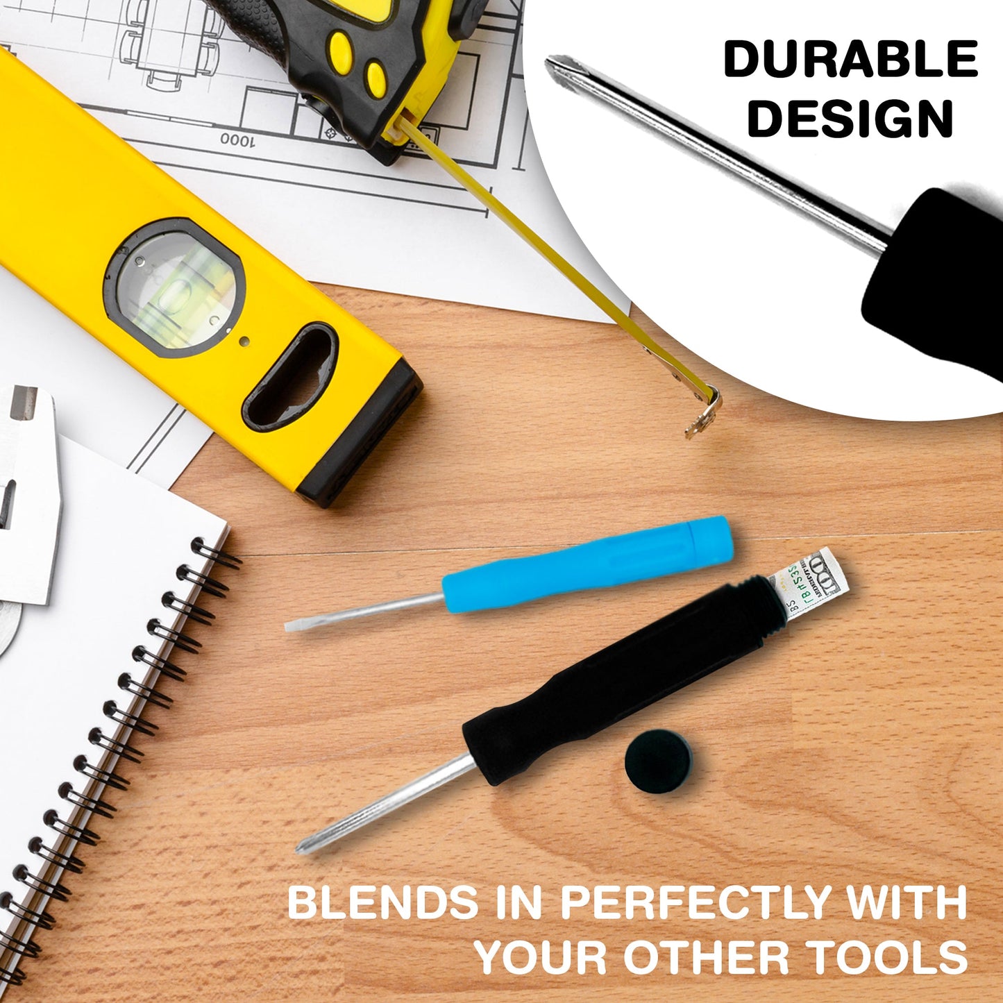 Screwdriver Diversion Safes (2 Pack) - Realistic looking Philips head & Flat Head Screwdrivers with Secret compartment to hide valuables