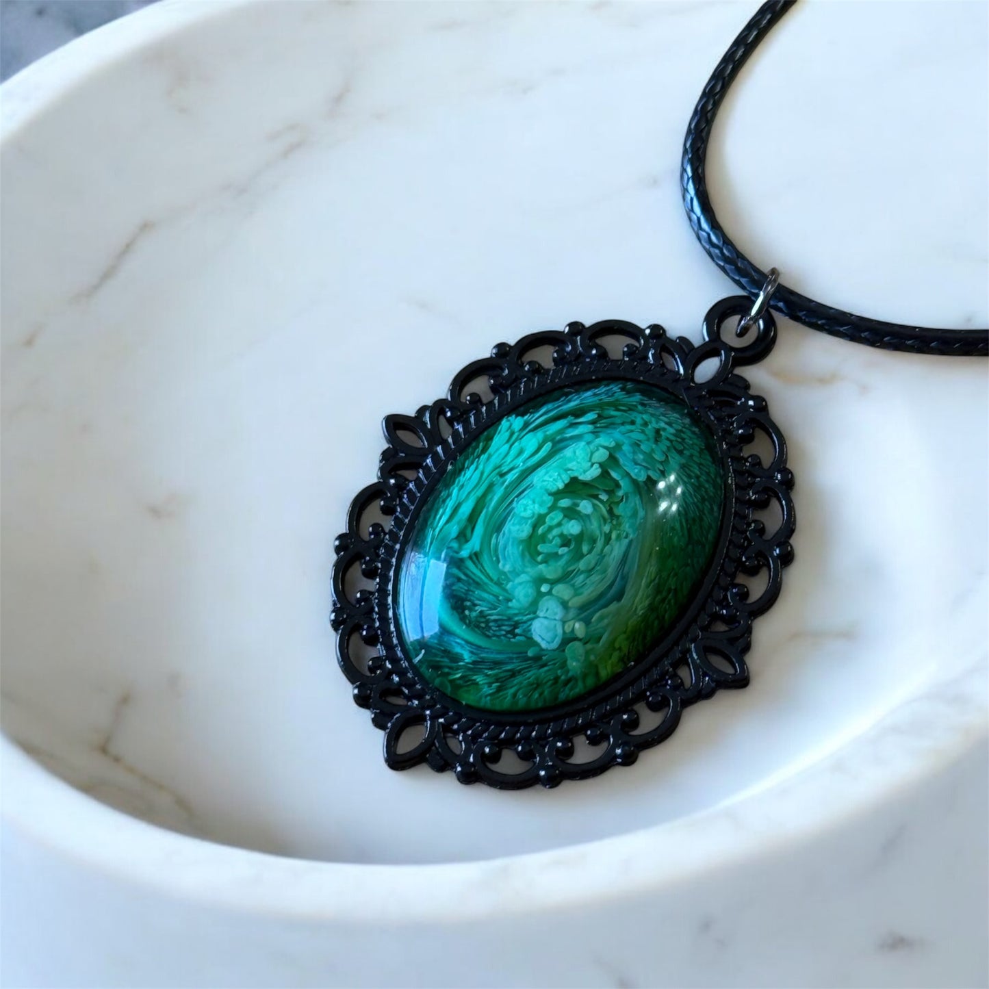 Emerald Reign | Gothic Green Resin Pendant – Royalty for the Riot - Premium Pendant necklace from Token Treasures - Just $19.37! Shop now at Lizard Vigilante