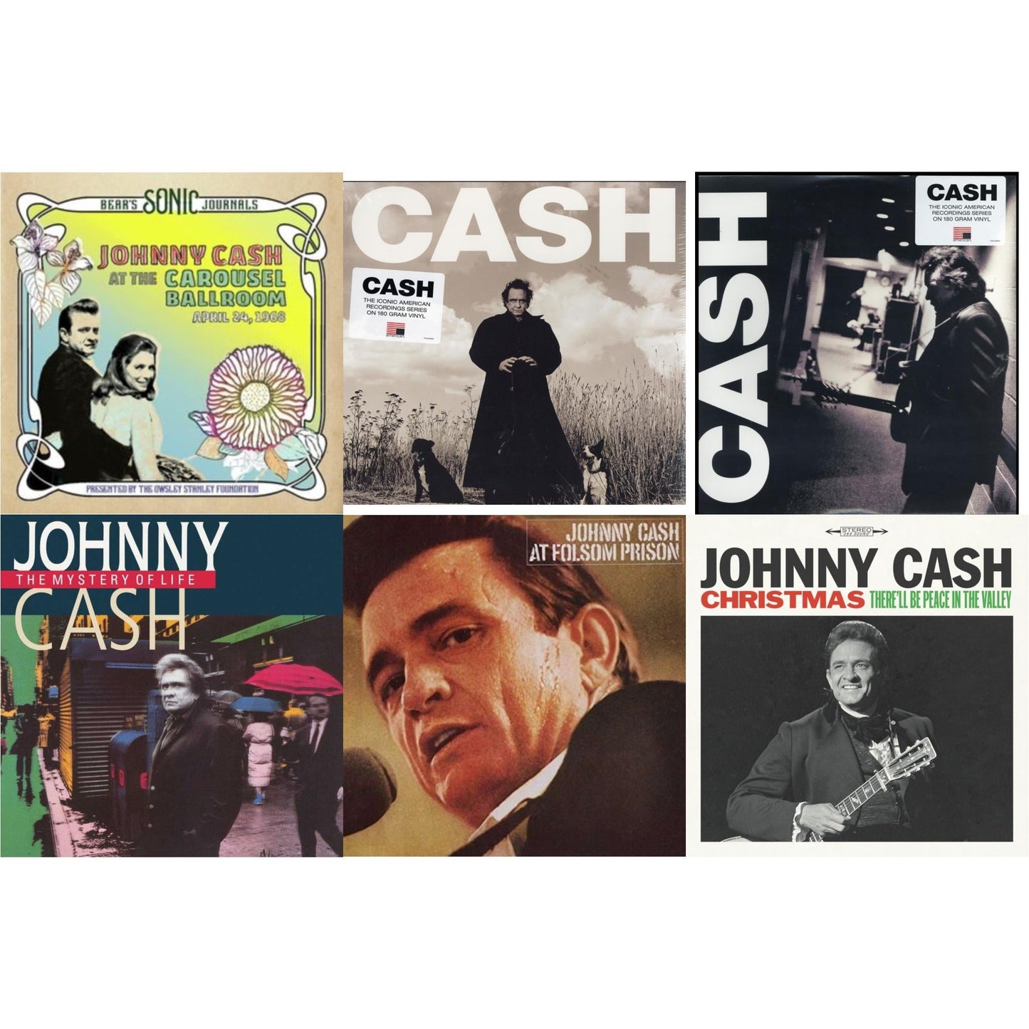 Bear's Sonic Journals: Johnny Cash, At The Carousel Ballroom, April 24, 1968 (2LP) & American Recordings & American Iii: Soitary Man & Mystery Of Life & At Folsom Prison & Christmas: There'll Be Peace In The Valley
