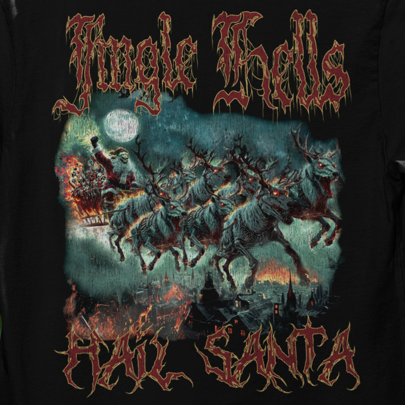 Jingle Hells Hail Santa - Death Metal Christmas Tee