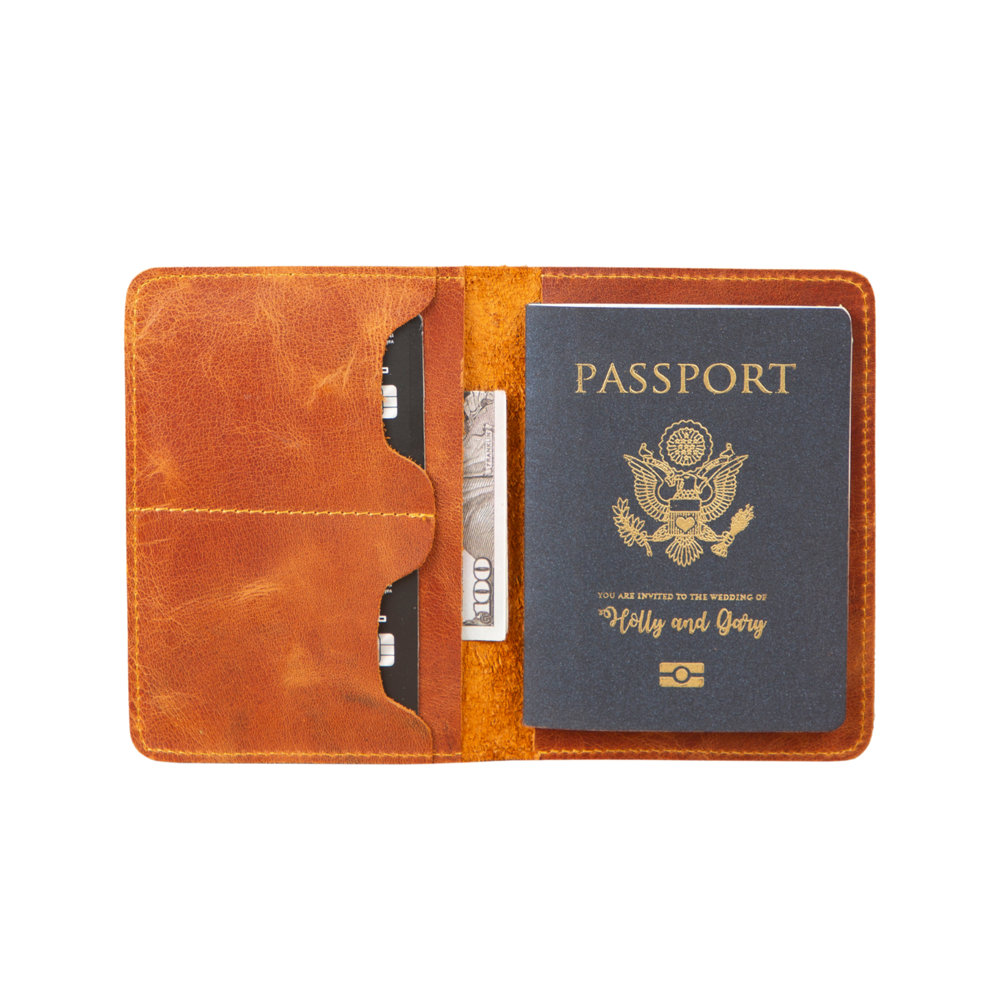 Leather Passport Holder - Brown - Milan
