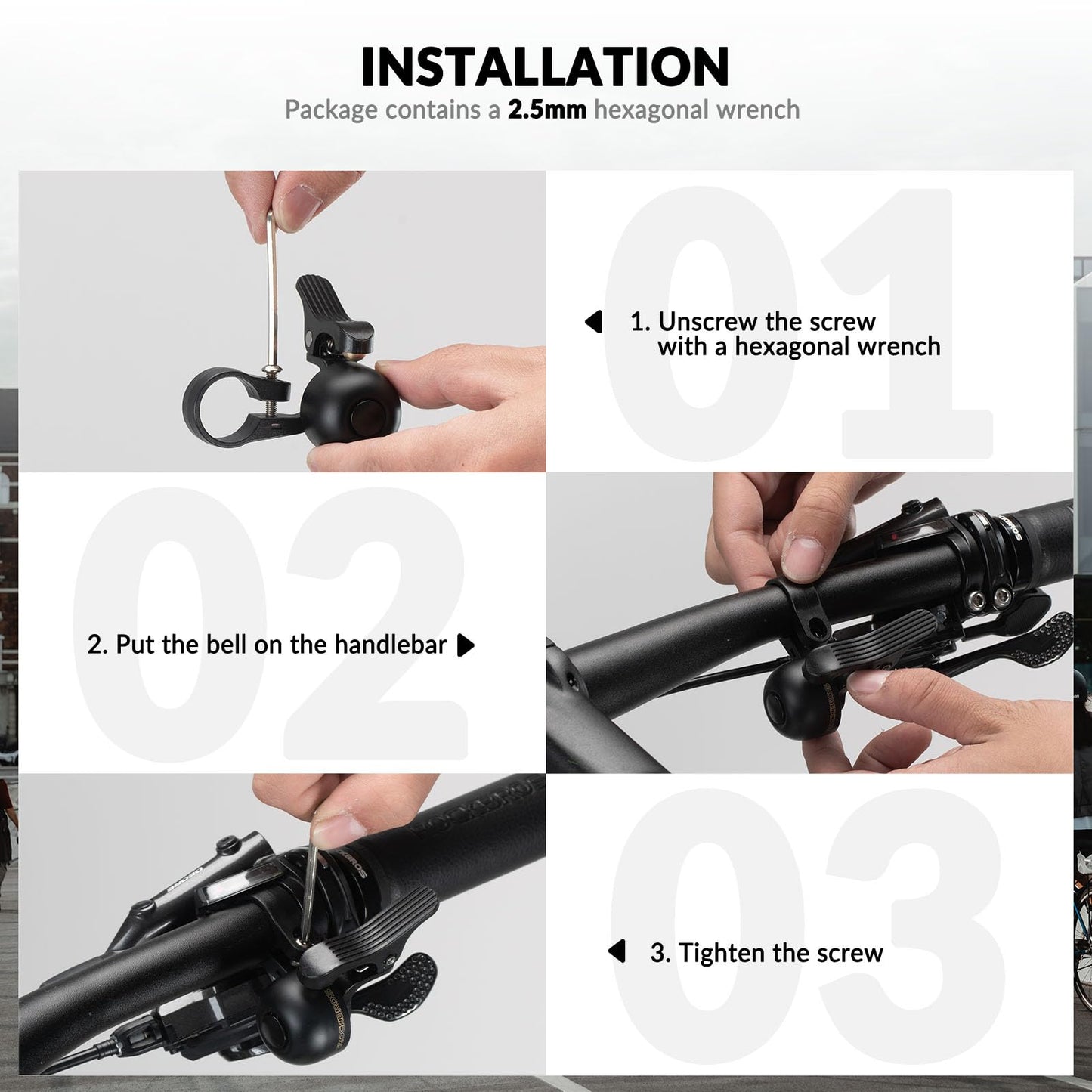 ROCKBROS Copper Alloy Bike Bell Clear Loud 100dB Sound, Sturdy Bell for Handlebars