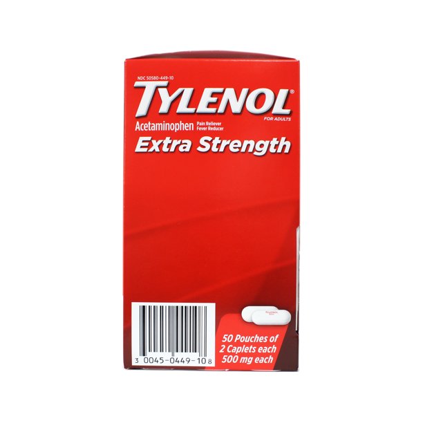 Extra-Strength Tylenol, 100/box