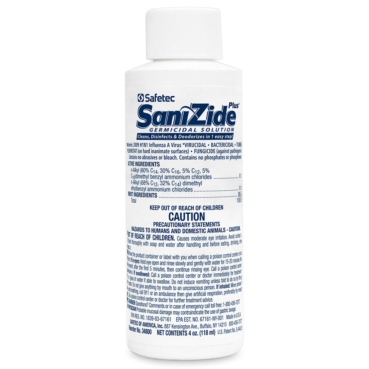Sanizide Plus environmental surface germicidal solution, 4 oz. plastic bottle with pump spray, 1 ea.