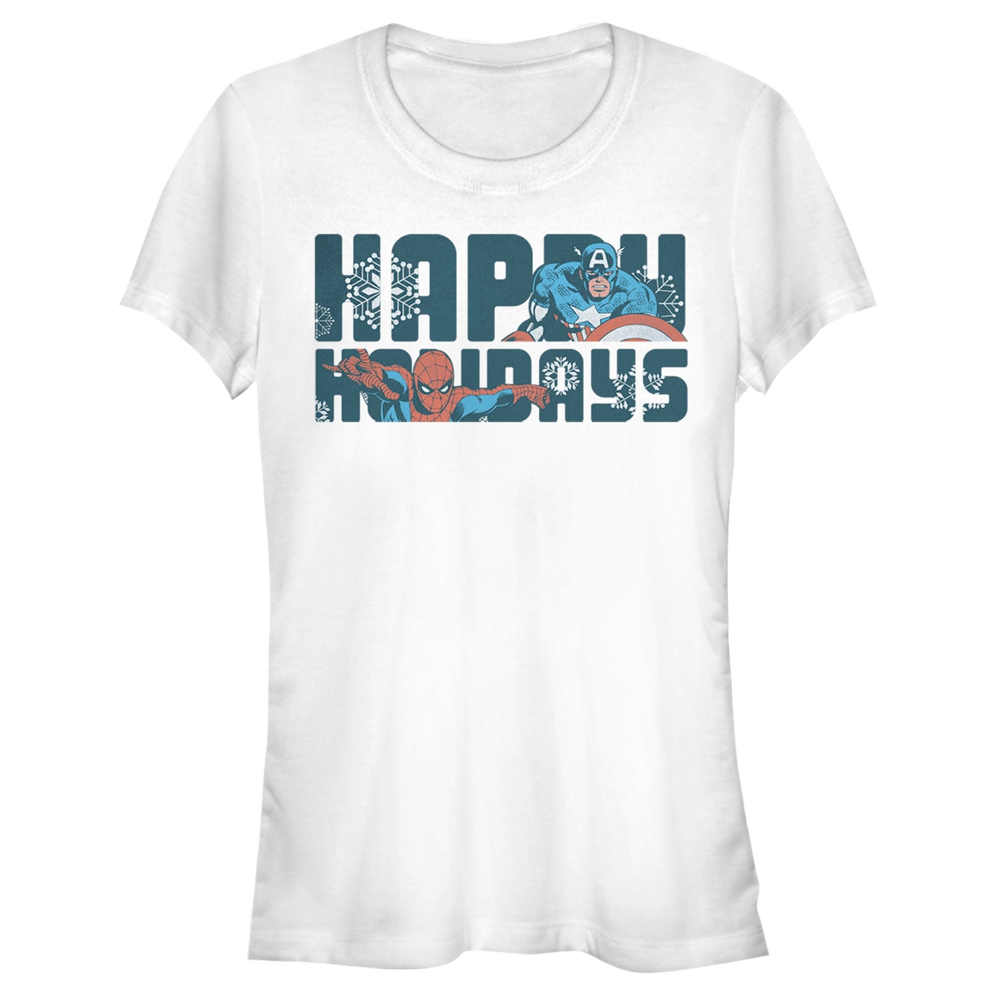 Marvel Happiest Of Holidays Junior's T Shirt