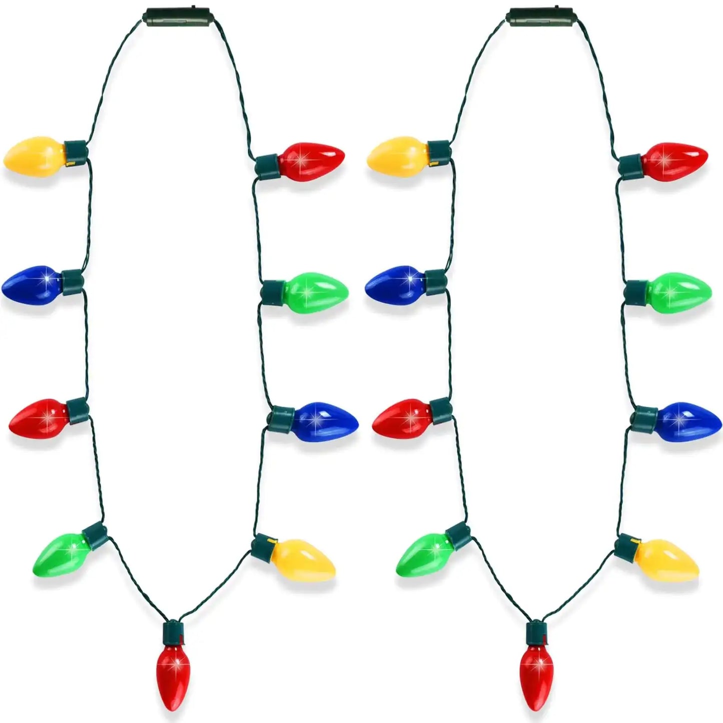 popamaz Christmas LED Light Up Bulb Necklaces 9 LED Bulbs Necklaces with 6 Flash Modes Holiday Necklace Costume Accessories for Christmas Xmas Party Favor(2PCS)