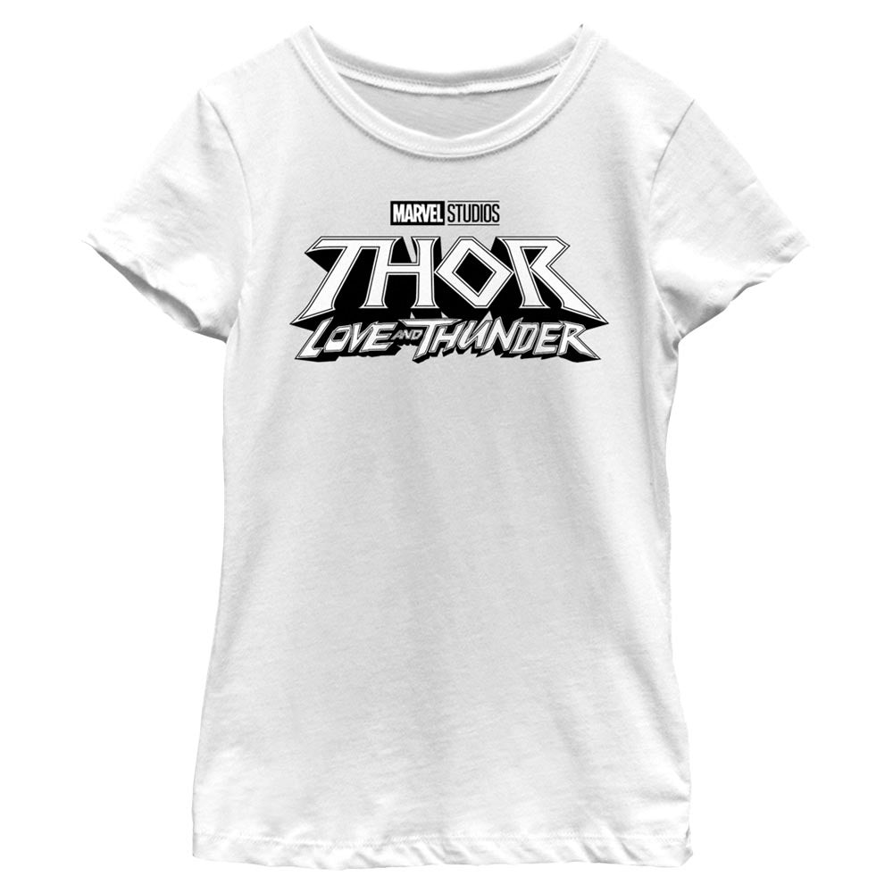 Marvel White Logo Girls Kids T Shirt