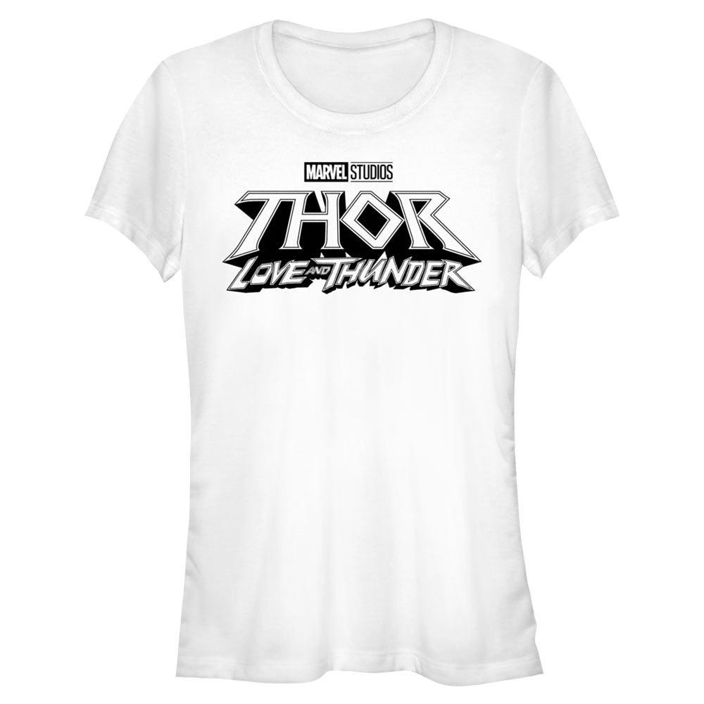 Marvel White Logo Juniors T Shirt