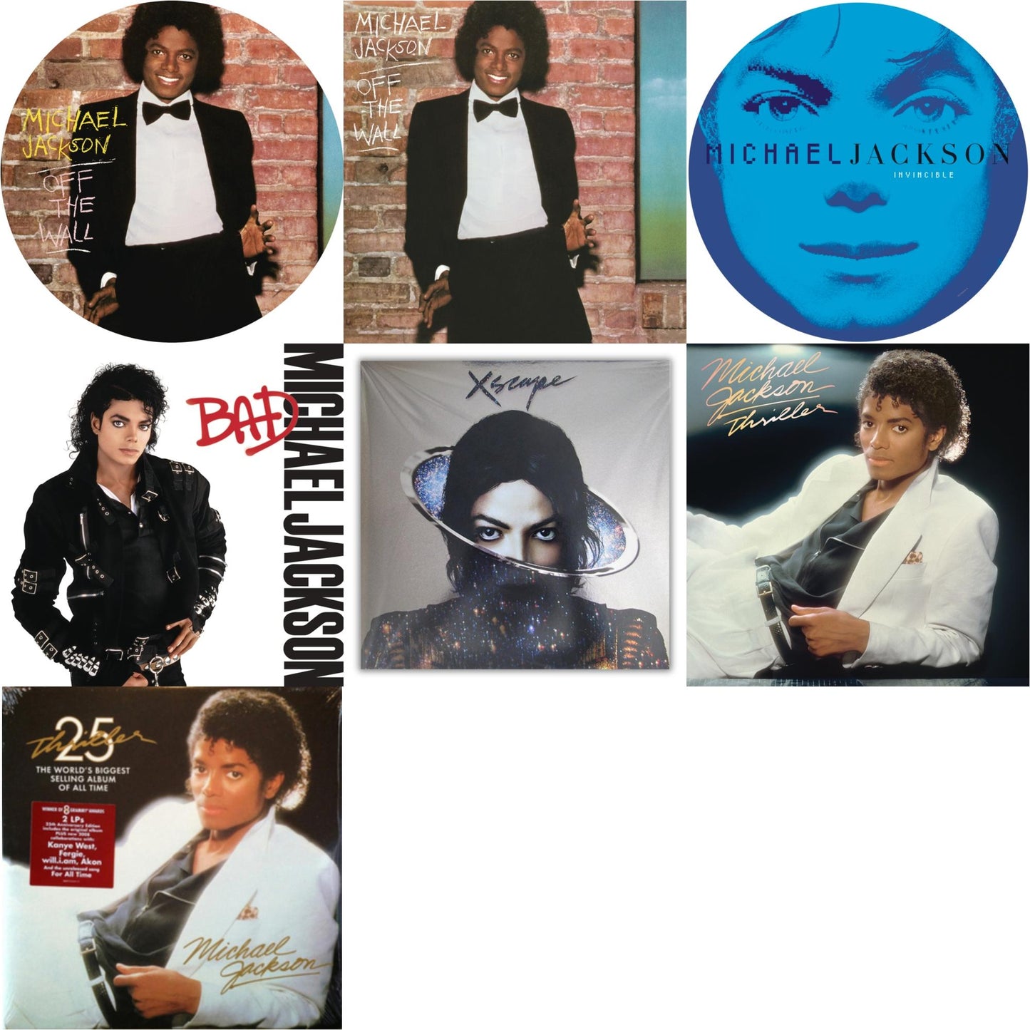 Off The Wall (Picture Disc) & Invincible (2LP/Picture Disc) & Thriller (25Th Anniversary Edition/2LP/180G/Gatefold) & Xscape & Thriller (140G/Gatefold) & Bad (140G/Gatefold) & Off The Wall (140G/Gatefold)
