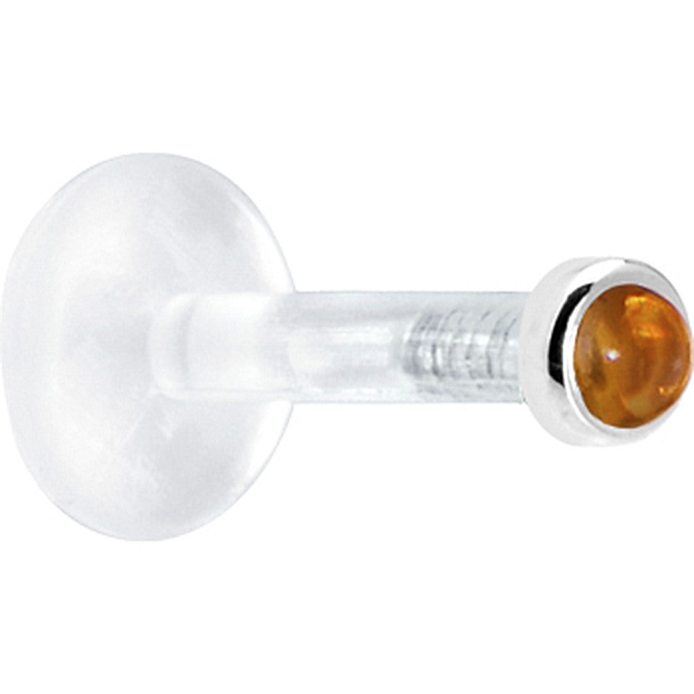 Solid 14K White Gold 2mm Genuine Citrine Bioplast Push in Monroe