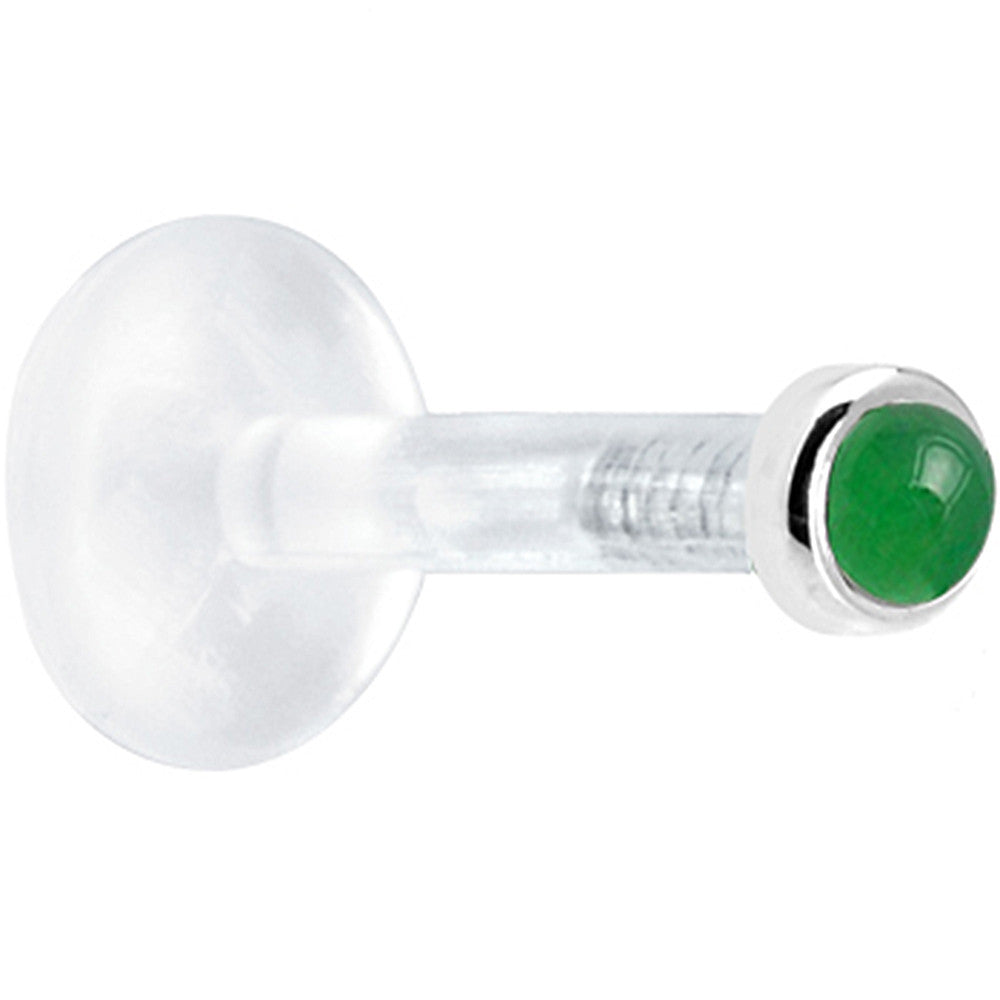 Solid 14K White Gold 2mm Genuine Jade Bioplast Push in Monroe