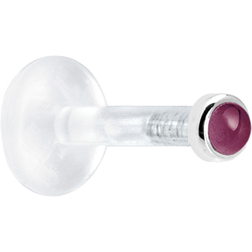 Solid 14K White Gold 2mm Genuine Rhodolite Garnet Bioplast Push in Monroe