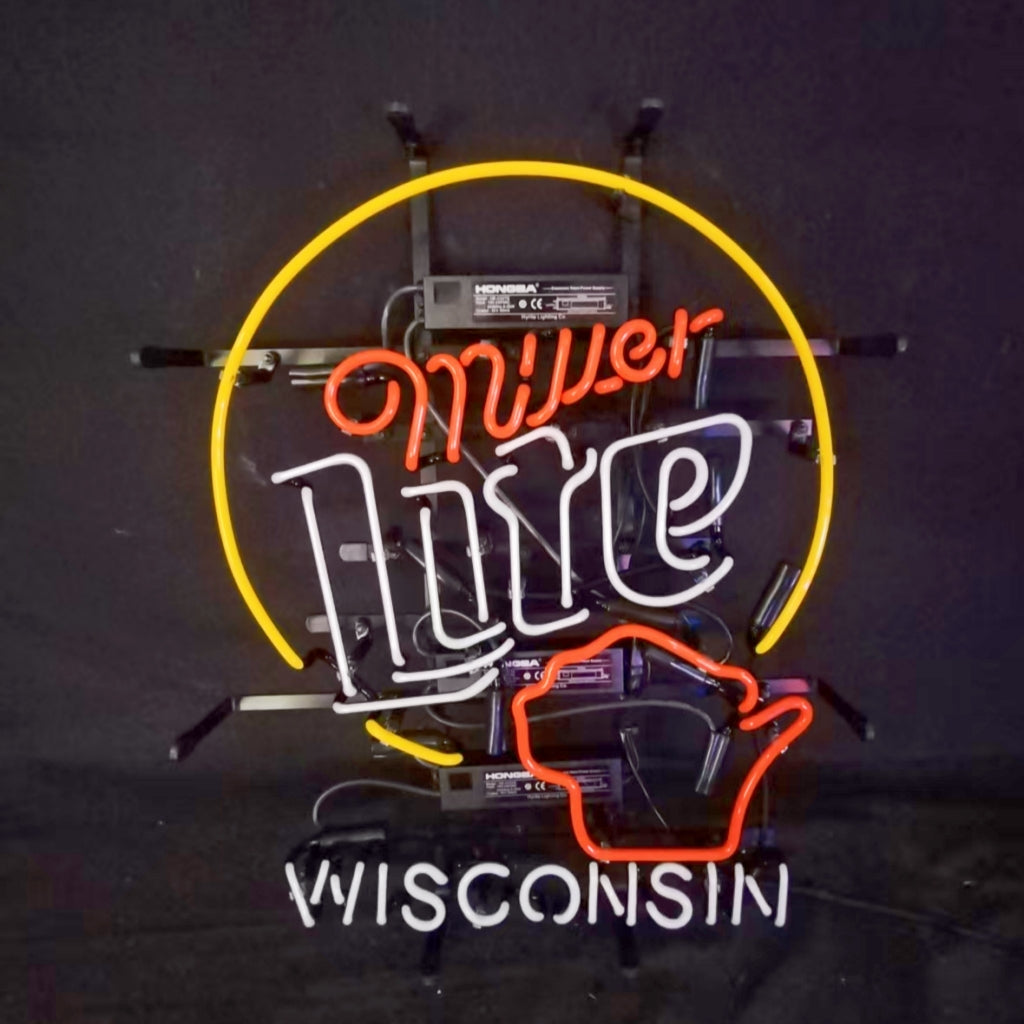 Miller Lite &Wisconsin State Neon Signs
